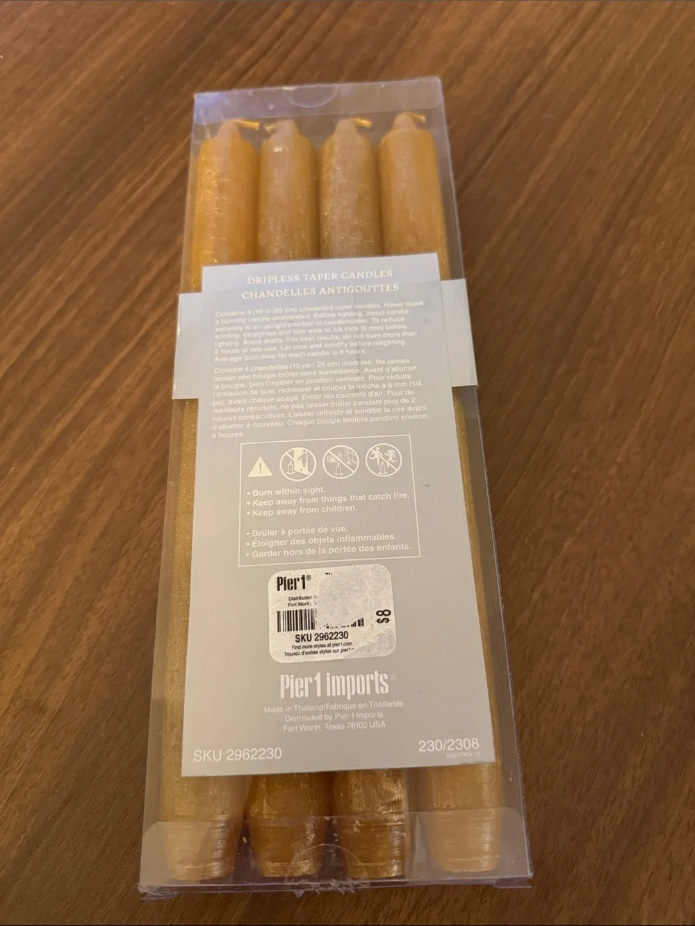 Pier 1 Gold Taper Candles - Set of 4